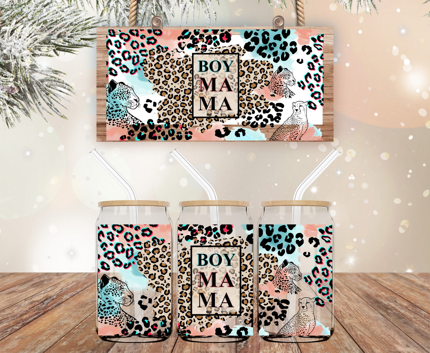 Boy Mama Animal Print UV DTF