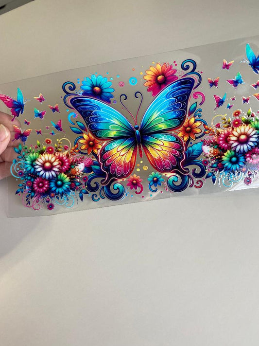 Butterflies and flowers UV DTF