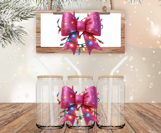 Pink Christmas Bow 4 inch UV