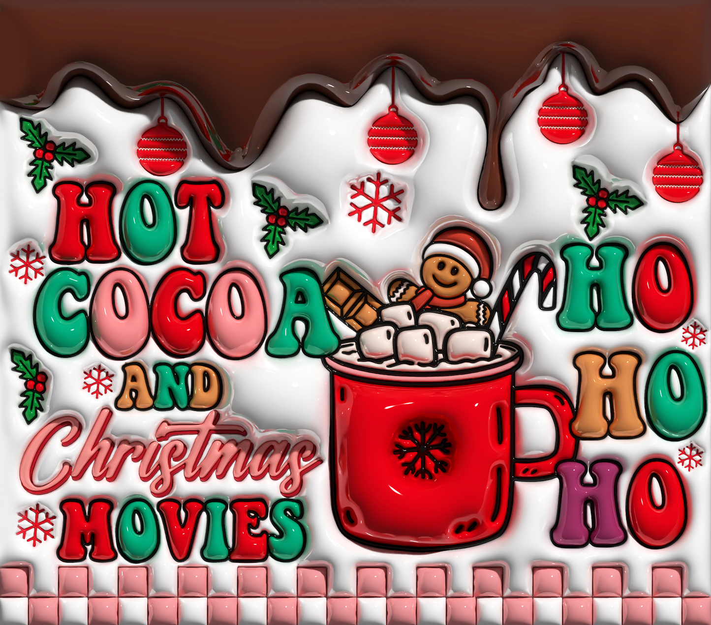 Puffy Hot cocoa sublimation transfer print