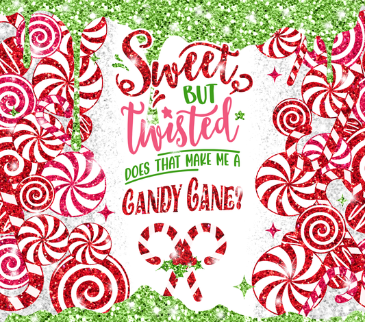 Candy cane 20oz vinyl skinny tumbler wrap