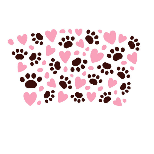 Dog paws and hearts cup wrap no hole