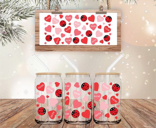 Ladybug and hearts Valentine Libbey wrap 16oz