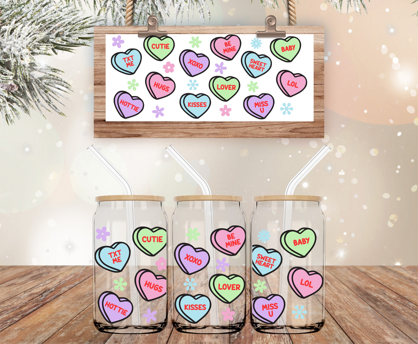 Libbey candy hearts glass wrap