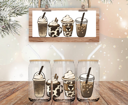 Cow print and coffee Libbey glass wrap