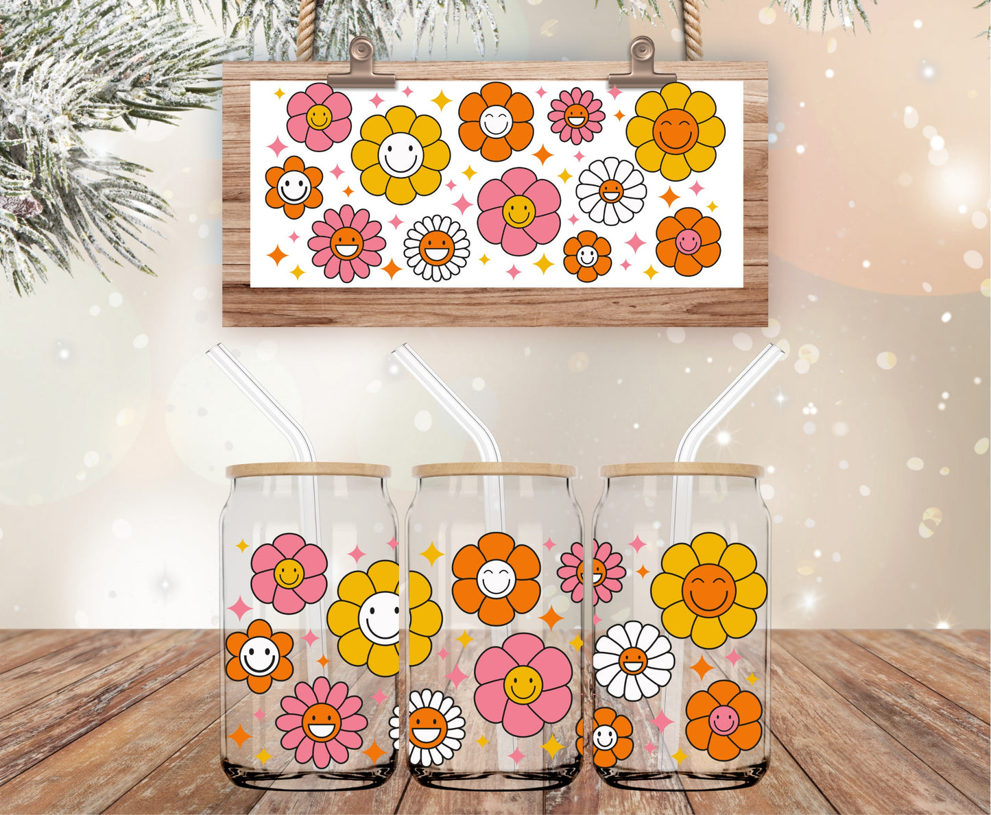 Retro daisies libbey wrap