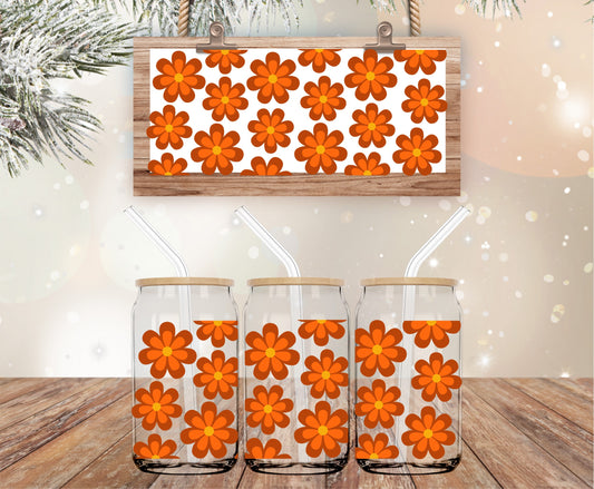 70's retro flowers libbey glass wrap