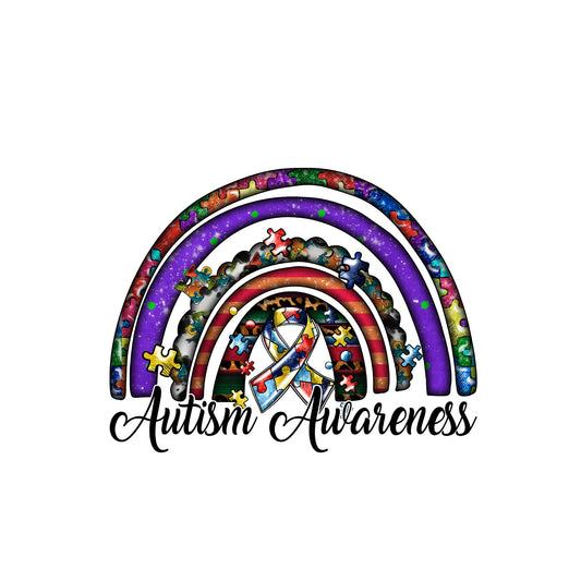 Autism Awareness rainbow sublimation transfer print