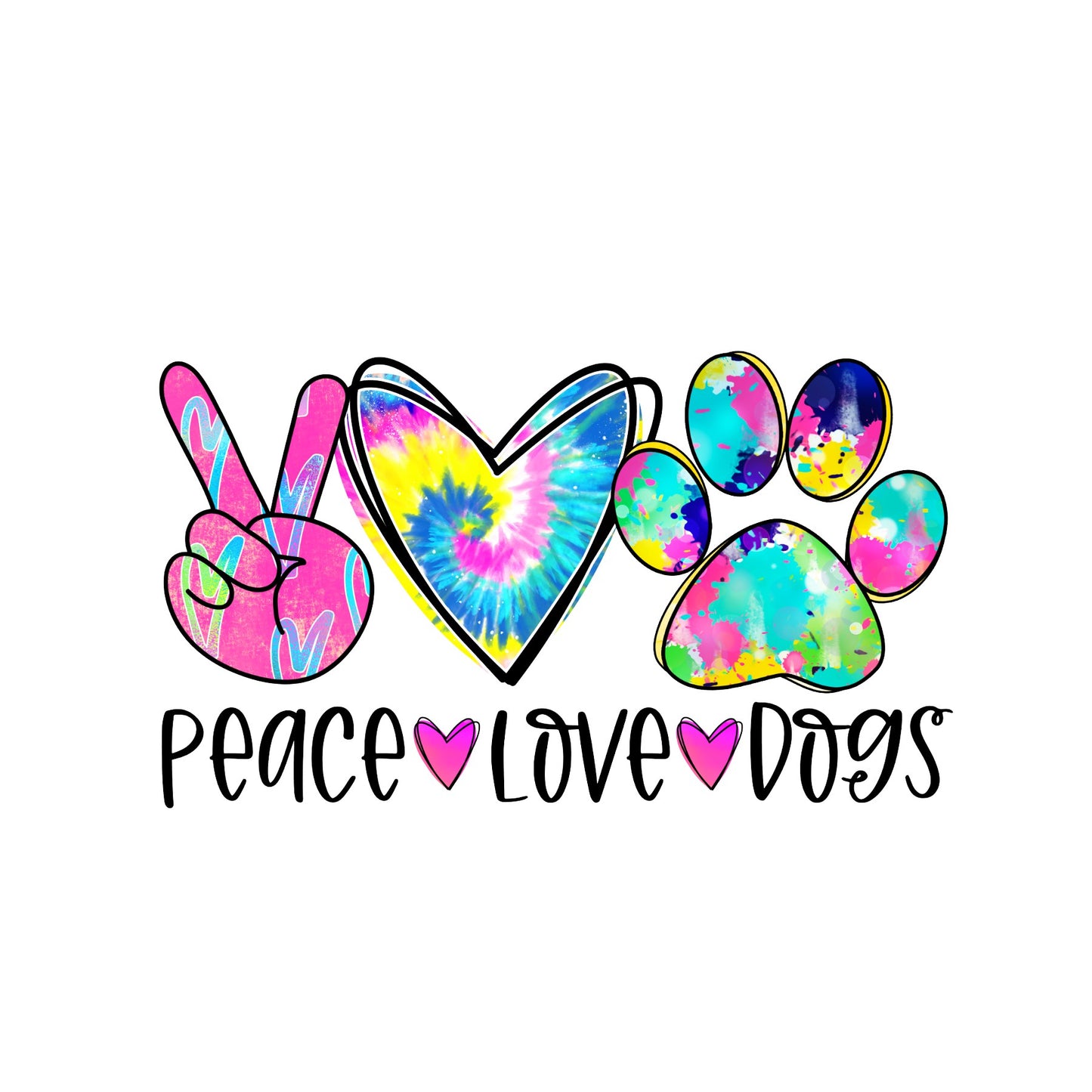 Peace love dog sublimation transfer print