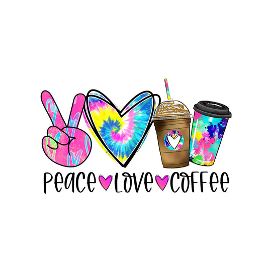 Peace love Coffee sublimation transfer print