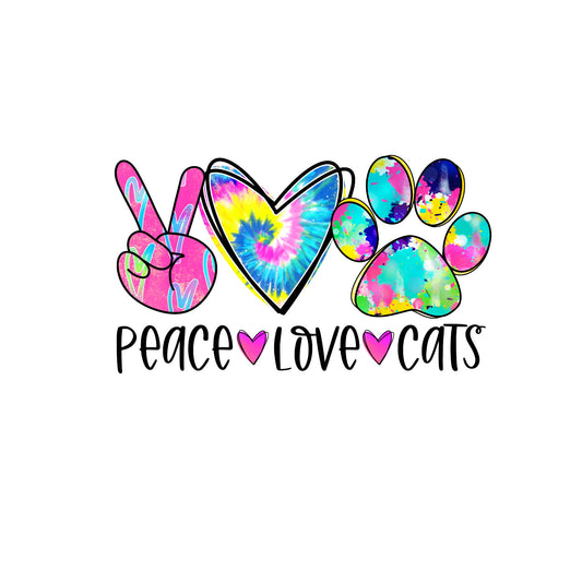 Peace Love Cats sublimation transfer print