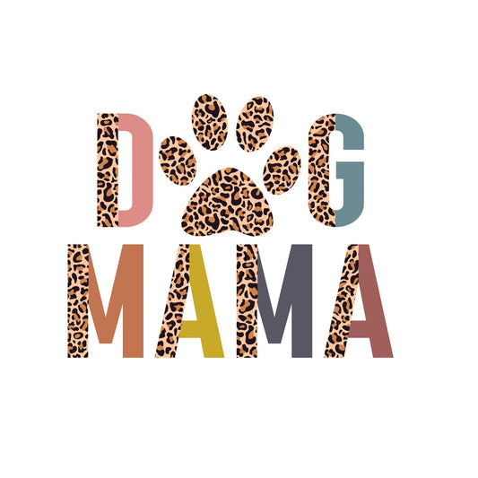 Dog Mama cheetah print sublimation transfer print