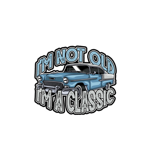 Blue classic car sublimation transfer print