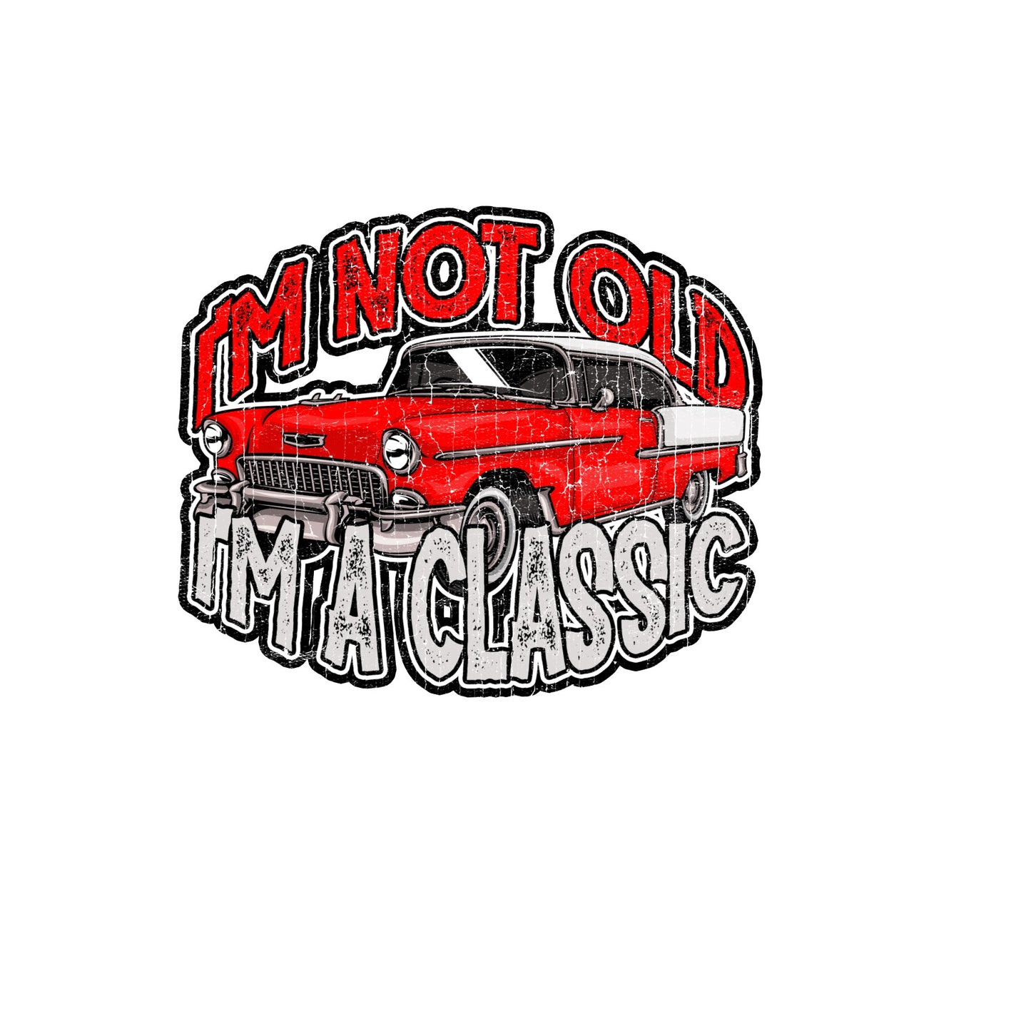 Red classic car sublimation transfer print