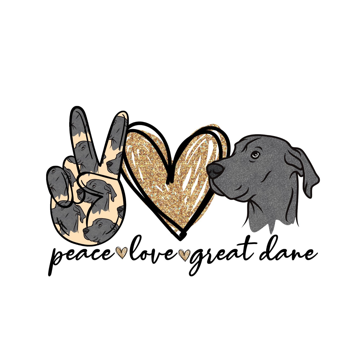 Peace Love Great Dane sublimation transfer print