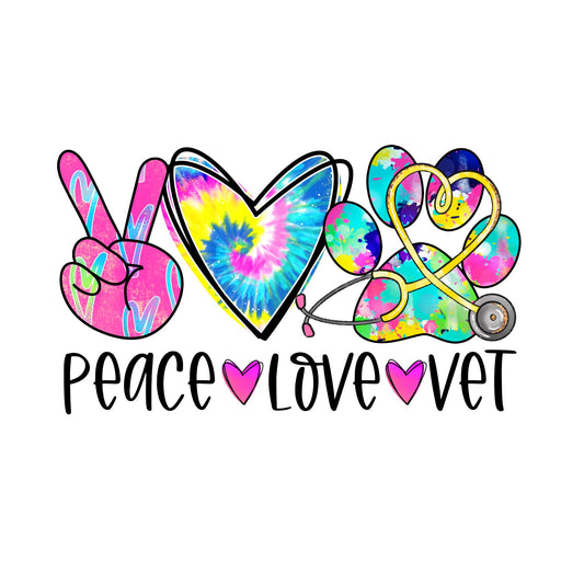 Peace Love Vet sublimation transfer print