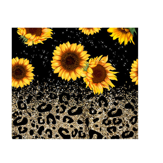 Sunflower and animal print sublimation tumbler print