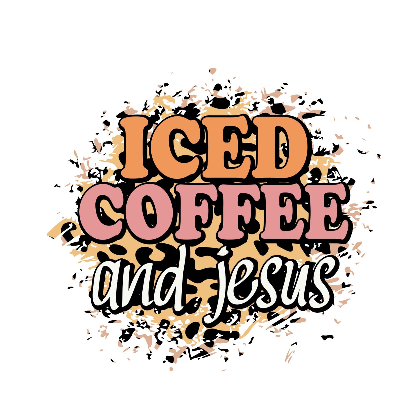 Ice coffee and Jesus sublimation transfer print