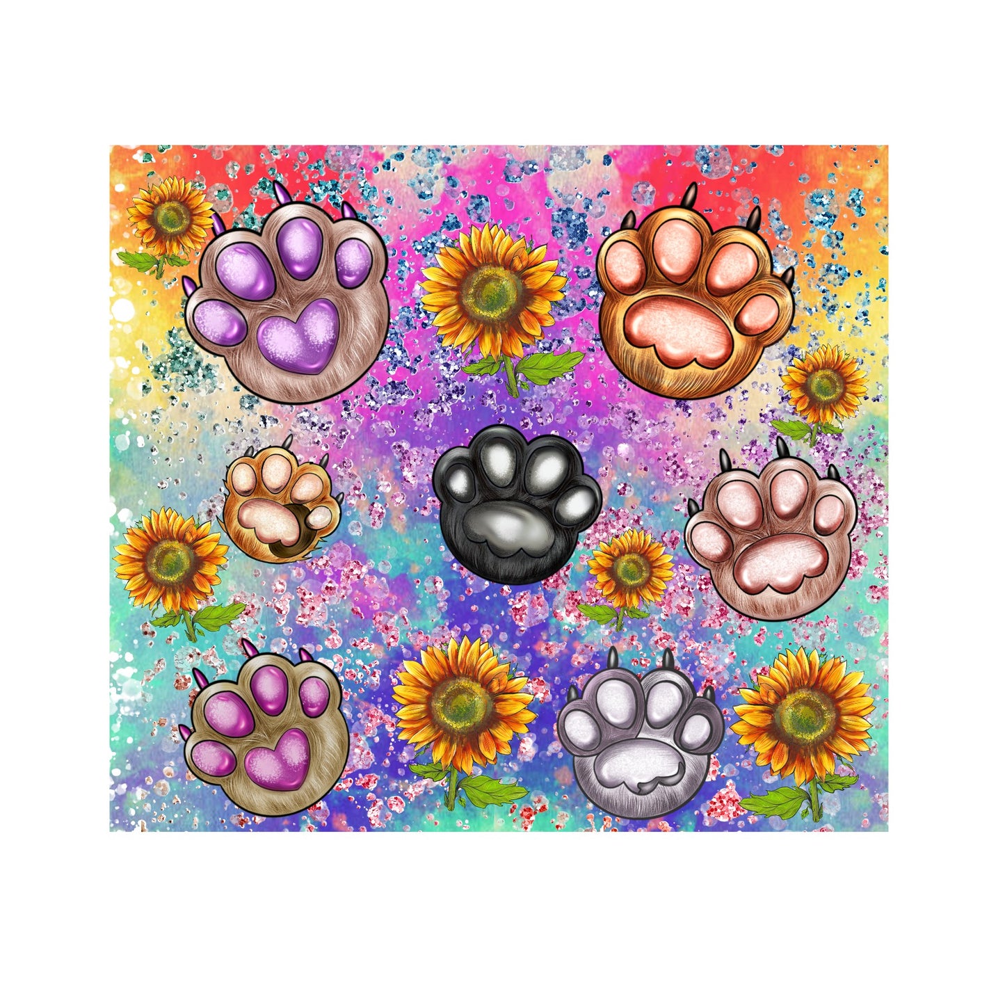 Colorful dog paws 20oz tubmler wrap