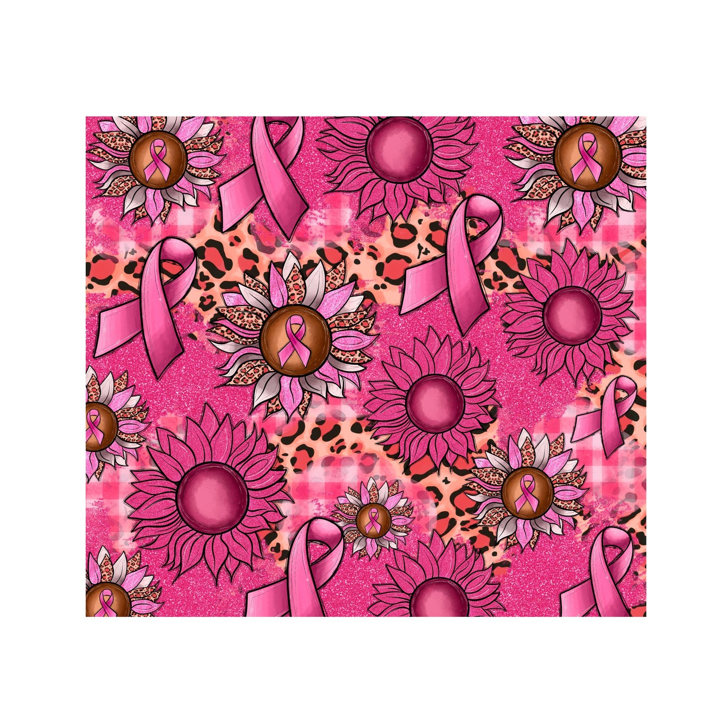 Pink ribbon and sunflower 20oz tumbler wrap