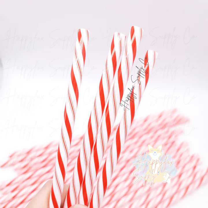 Candy cane reusable straw