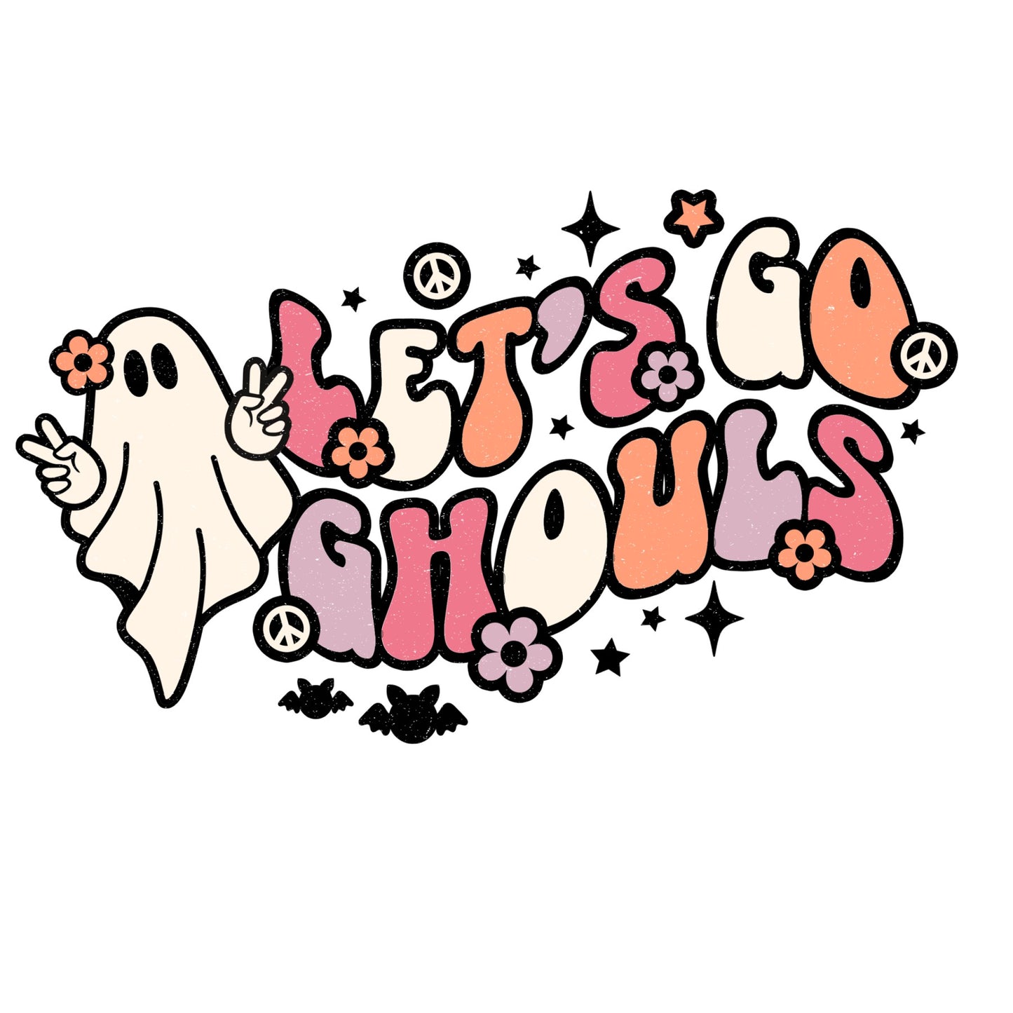 Let's go ghouls HTV.  Halloween HTV.  Halloween design transfer sheet.