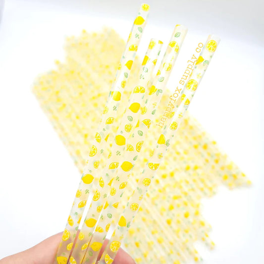 Lemon print reusable straw