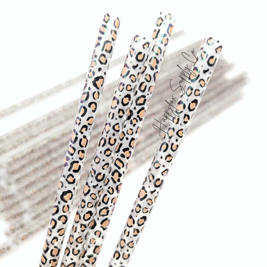 Cheetah leopard print reusable straw